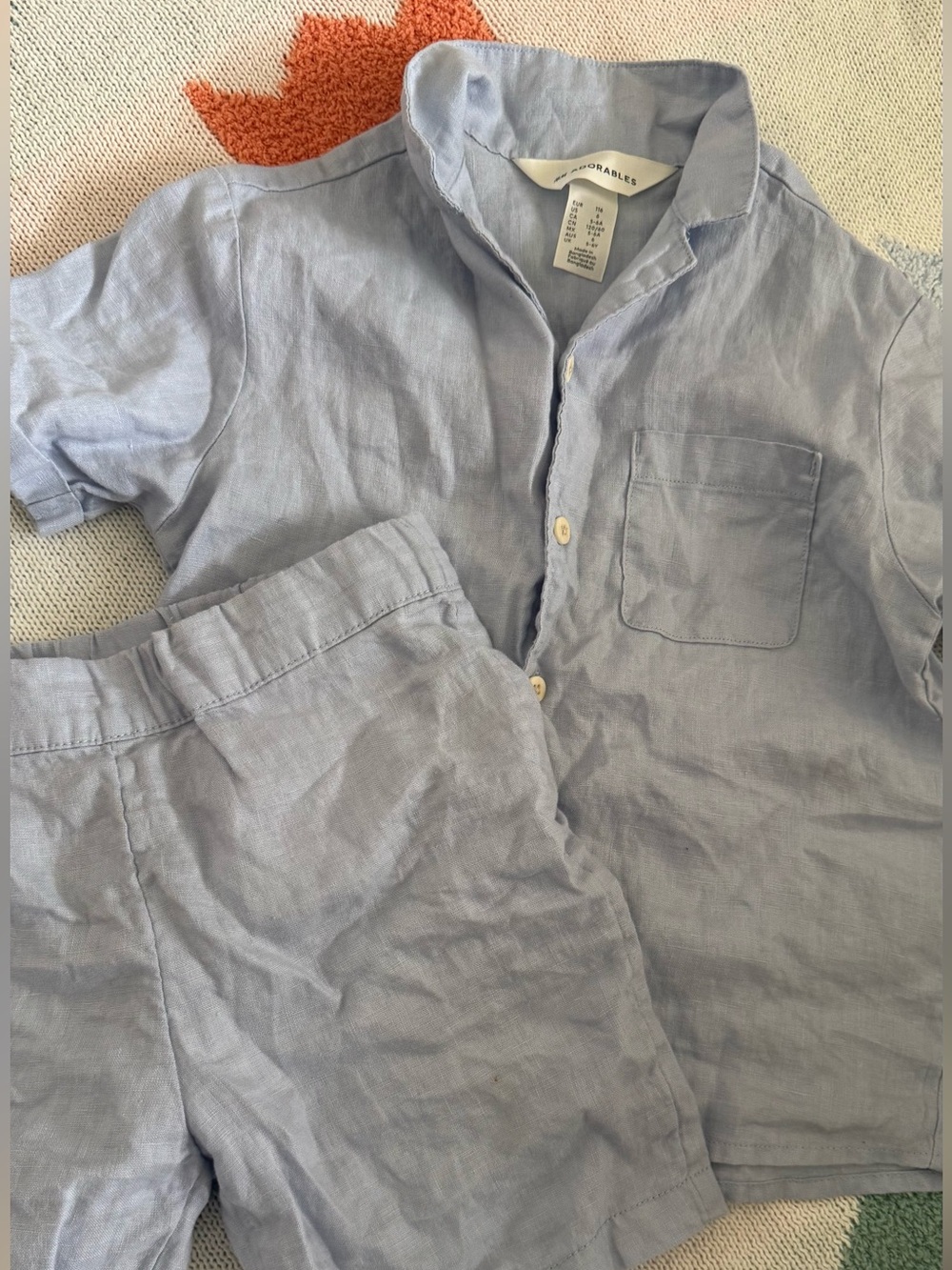 H&M adorables blue linen short set